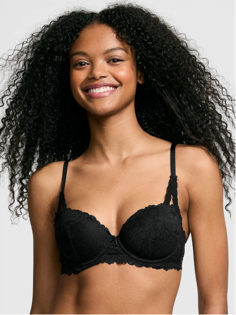 Бюстгалтер Victoria's Secret PINK Wink™ Push-Up Balconette Bra - колір Black