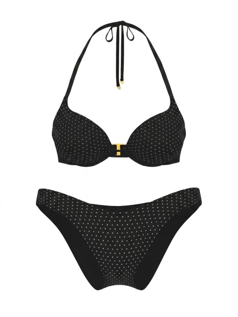 Купальник Victoria's Secret Swim Bombshell Add-2-Cups Diamanté Push-Up - колір Pure Black Shine