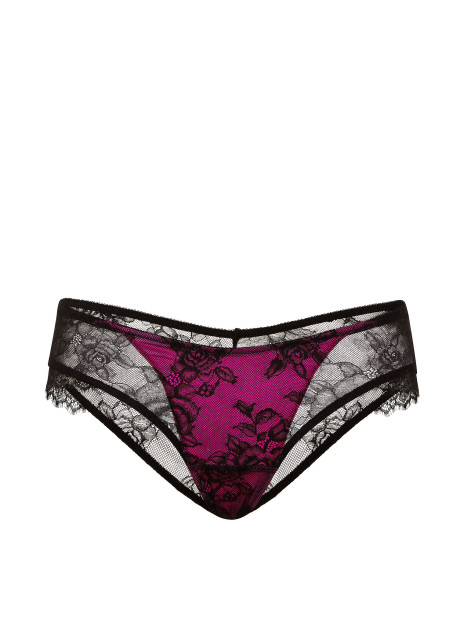 Мереживні трусики Victoria's Secret Very Sexy Rose Lace Overlay Cheeky Panty - колір Pink Fire