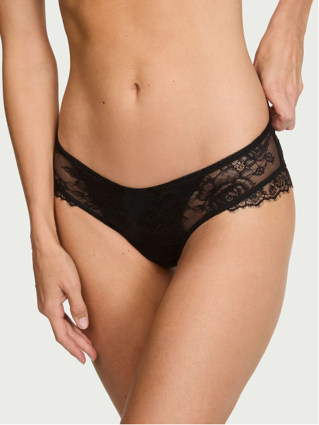 Мереживні трусики Victoria's Secret Very Sexy Rose Lace Overlay Cheeky Panty - колір Black