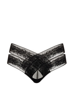Мереживні трусики Victoria's Secret Very Sexy Rose Lace Strappy Cut-Out Cheeky Panty - колір Black