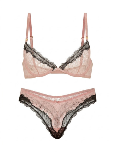 Комплект білизни Victoria's Secret Tease Lace Unlined Demi Bra - колір Royal Pink