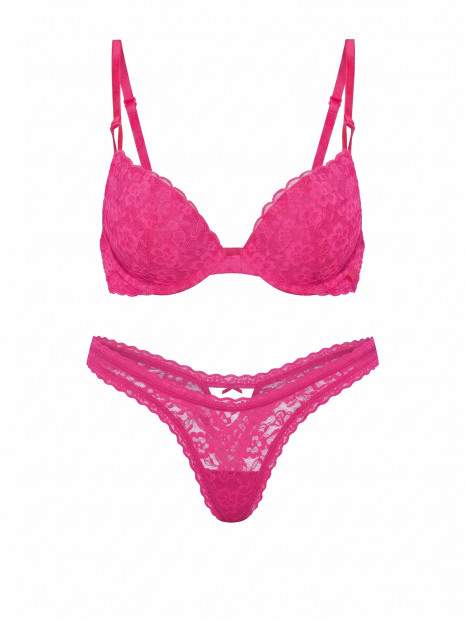 Комплект білизни Victoria's Secret Sexy Tee Sophia Lace Push-Up - колір Haute Pink