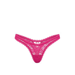 Мереживні трусики від Victoria's Secret Lace Keyhole Ultra-Mini Scoop Thong Panty - колір Haute Pink