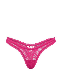 Мереживні трусики від Victoria's Secret Lace Keyhole Ultra-Mini Scoop Thong Panty - колір Haute Pink