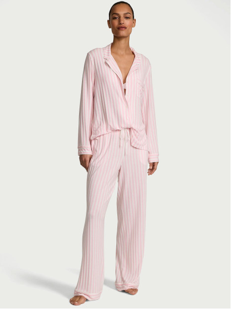 Модалова піжама Victoria's Secret SoSoft™ Modal Long Pajama Set - колір Pretty Blossom Iconic Stripe