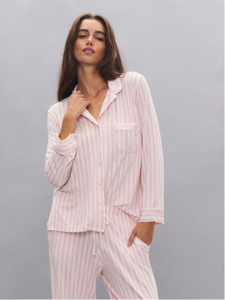 Модалова піжама Victoria's Secret SoSoft™ Modal Long Pajama Set - колір Pretty Blossom Iconic Stripe