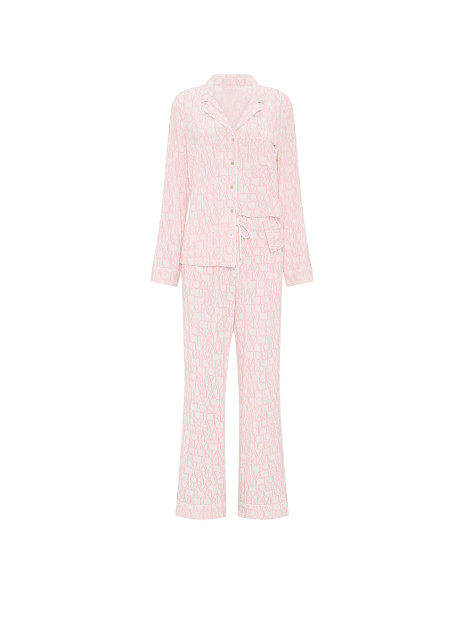 Модалова піжама Victoria's Secret SoSoft™ Modal Long Pajama Set - колір Coconut White/Pink Logos