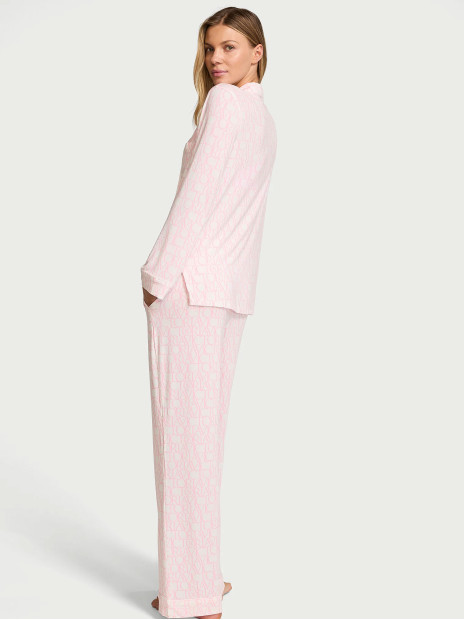 Модалова піжама Victoria's Secret SoSoft™ Modal Long Pajama Set - колір Coconut White/Pink Logos