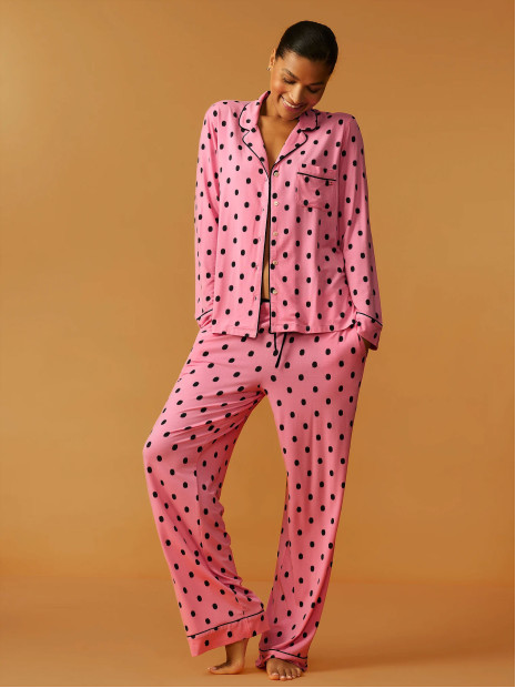 Модалова піжама Victoria's Secret SoSoft™ Modal Long Pajama Set - колір Sexy Little Pink Ikat Dots