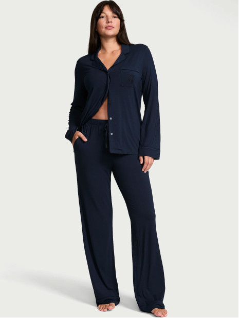 Модалова піжама Victoria's Secret SoSoft™ Modal Long Pajama Set - колір Noir Navy