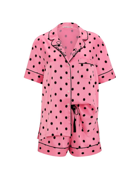 Сатинова піжама Victoria's Secret Signature Satin Short Pajama Set - колір Sexy Little Pink Ikat Dots