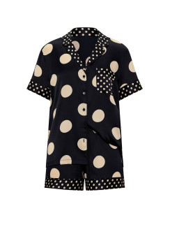 Сатинова піжама Victoria's Secret Signature Satin Short Pajama Set - колір Black/Tan Dots