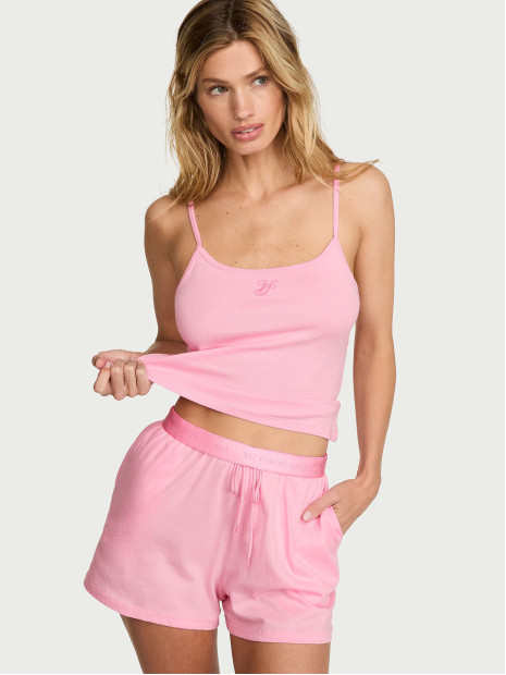 Котонова піжама Victoria's Secret - колір Victoria Pink