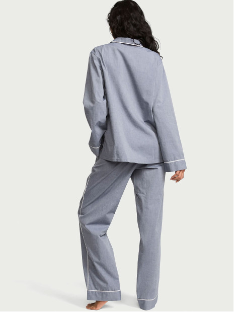Котонова піжама Victoria's Secret Heritage Cotton Long Pajama Set - колір Monaco Blue