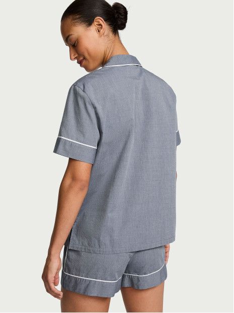 Котонова піжама Victoria's Secret Heritage Cotton Long Pajama Set - колір Monaco Blue