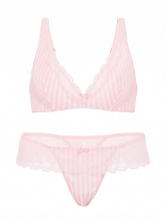 Комплект білизни Victoria's Secret Tease Satin Lace-Trim Wireless Plunge Bra - колір Pink Stripes