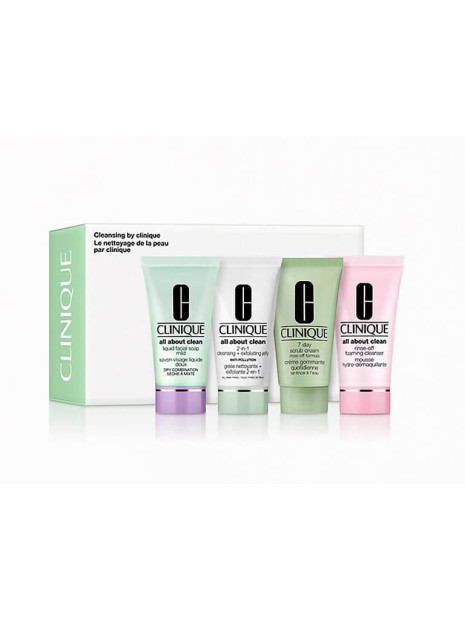 Набір для догляду за шкірою Clinique Cleansing Skincare Set (рідке мило для обличчя 30 мл + желе 30 мл + скраб 30 мл + пінка 30 мл)