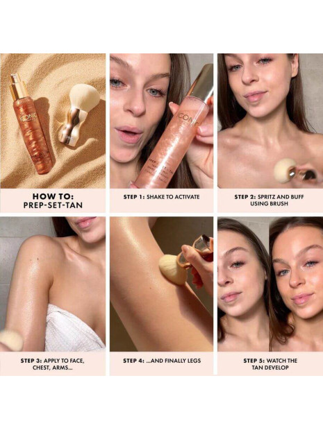 Міст-автозасмага для обличчя та тіла з ефектом шимера Iconic London Prep-Set-Tan Tanning Mist Original 75 мл