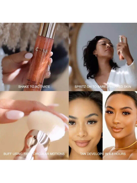Міст-автозасмага для обличчя та тіла з ефектом шимера Iconic London Prep-Set-Tan Tanning Mist Glow 75 мл