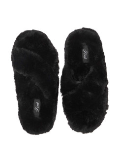 Капці  PINK  Pure Black Faux Fur Victoria's Secret