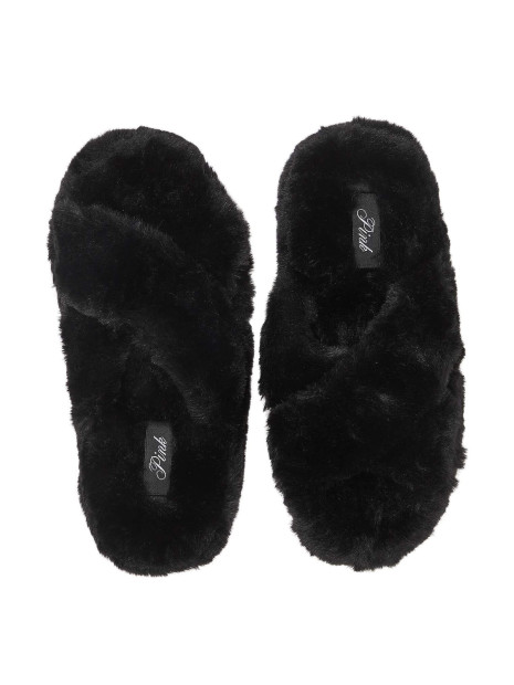 Капці PINK Pure Black Faux Fur Victoria's Secret