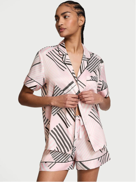 Сатинова піжама Victoria's Secret - Pink Frosting Patchwork Stripes