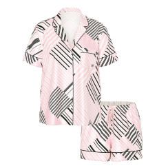Сатинова піжама Victoria's Secret -  Pink Frosting Patchwork Stripes