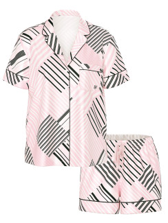 Сатинова піжама Victoria's Secret -  Pink Frosting Patchwork Stripes