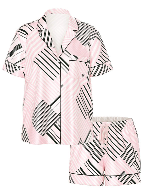 Сатинова піжама Victoria's Secret - Pink Frosting Patchwork Stripes