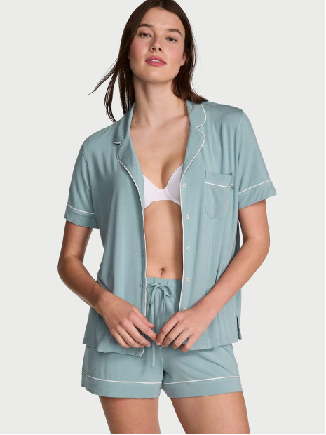 Модалово-котонова піжама Victoria's Secret Jupiter W Coconut White Piping
