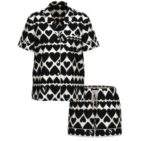 Сатинова піжама Victoria's Secret - Coconut White & Black Hearts