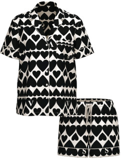 Сатинова піжама Victoria's Secret - Coconut White & Black Hearts