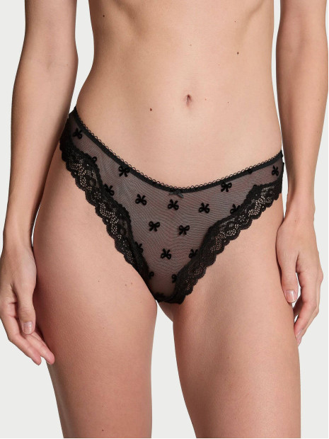 Трусики стрінги Lace-Trim High-Leg Thong Panty Victoria’s Secret