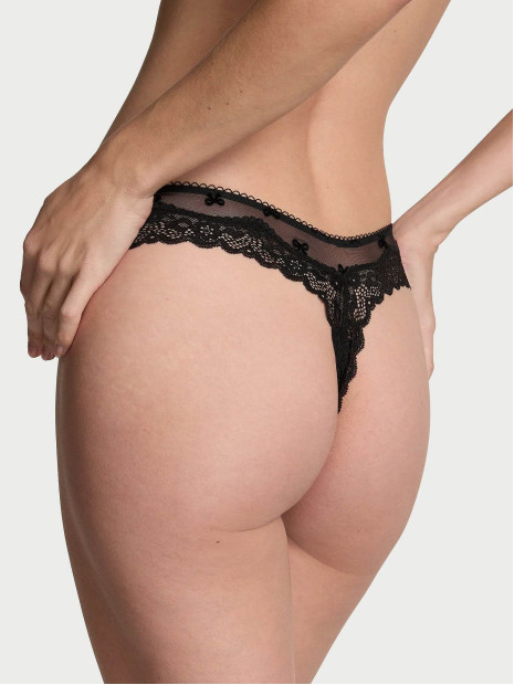 Трусики стрінги Lace-Trim High-Leg Thong Panty Victoria’s Secret