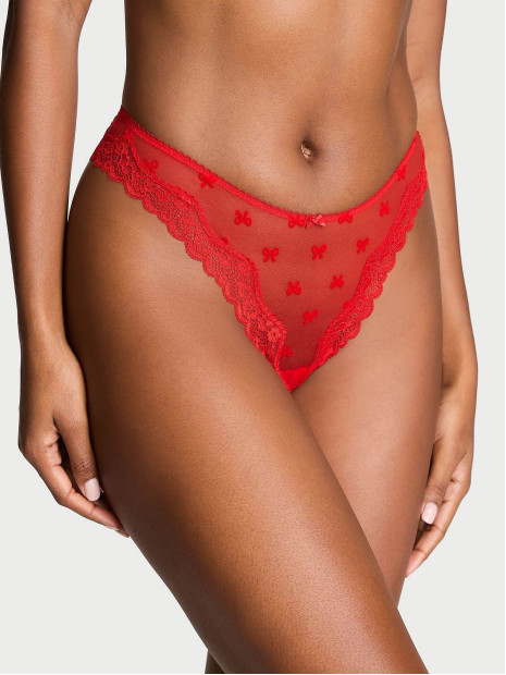 Трусики стрінги Lace-Trim High-Leg Thong Panty Victoria’s Secret
