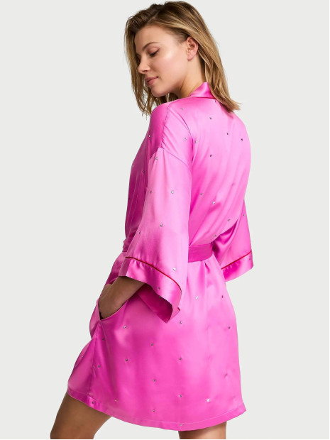 Сатиновий халат Victoria's Secret Glazed Satin Dew Drop Heart Short Robe