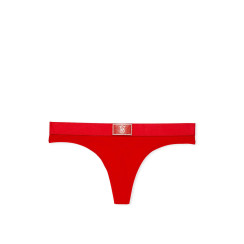 Трусики стрінги Logo Cotton Shine Patch Thong Panty Lipstick Victoria’s Secret  