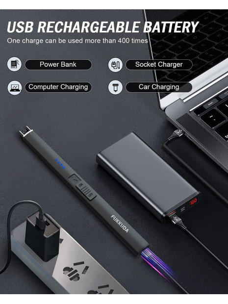 Електричний USB-запальник FUKKUDA з безпекою – без полум’я, вітрозахист, для свічок та не тільки - Obsidian Black