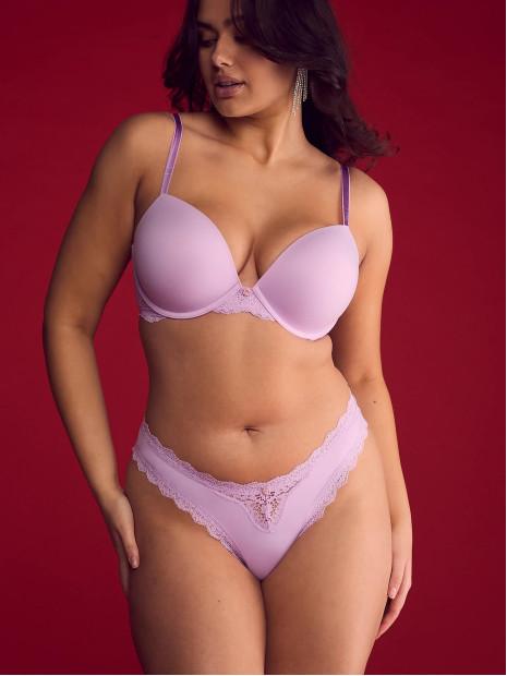 Мереживні трусики бразиліана Lace Brazilian Panty Victoria's Secret Silky Lilac