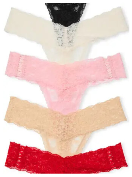 Набір мереживних трусиків стрінги Victoria’s Secret 5шт