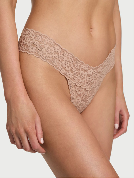Мереживні трусики стрінги від Victoria's Secret - колір Praline