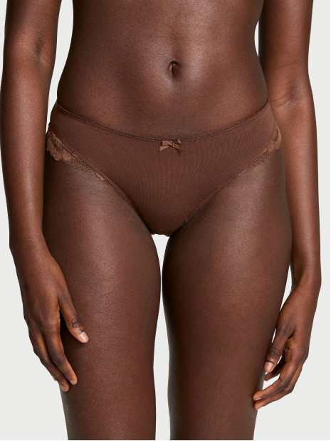 Трусики-бікіні Body by Victoria Stretch Cotton з мереживною талією Ganache