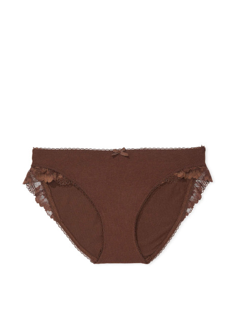 Трусики-бікіні Body by Victoria Stretch Cotton з мереживною талією Ganache