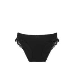 Трусики-бікіні Body by Victoria Stretch Cotton з мереживною талією - колір Black