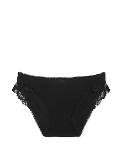 Трусики-бікіні Body by Victoria Stretch Cotton з мереживною талією - колір Black