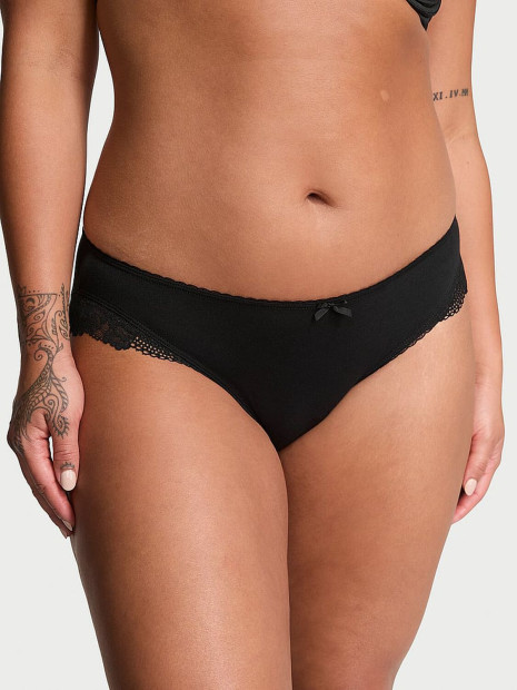 Трусики-бікіні Body by Victoria Stretch Cotton з мереживною талією - колір Black