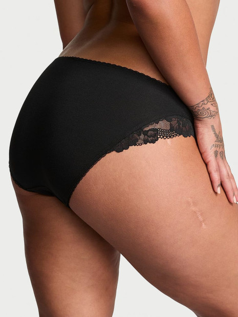 Трусики-бікіні Body by Victoria Stretch Cotton з мереживною талією - колір Black