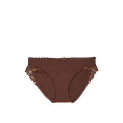 Трусики-бікіні Body by Victoria Stretch Cotton з мереживною талією - колір Coconut Brown