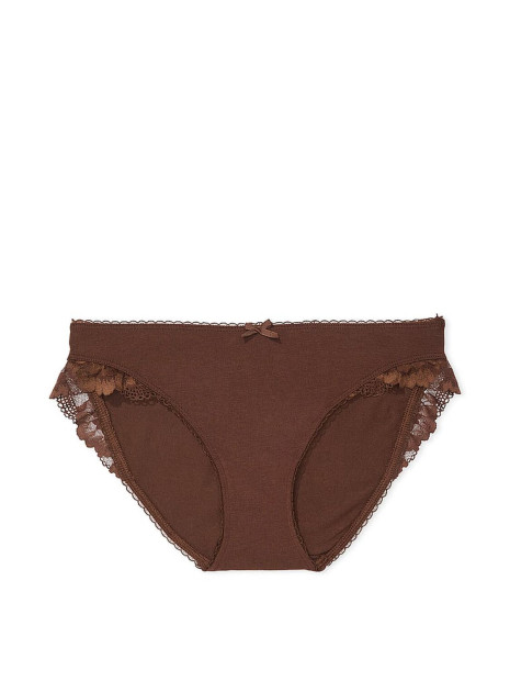 Трусики-бікіні Body by Victoria Stretch Cotton з мереживною талією - колір Coconut Brown